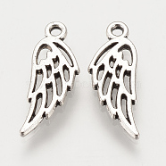 Tibetan Style Alloy Charms, Wing, Cadmium Free & Lead Free, Antique Silver, 13x5x1.5mm, Hole: 1mm, 4160pcs/1000g(TIBEP-S315-02AS-RS)