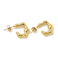 Ion Plating(IP) 304 Stainless Steel Stud Earrings, Polished, C-Shaped, Golden, 18x4mm(EJEW-G400-03G)