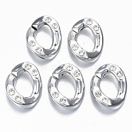 CCB Plastic Linkings Rings, Quick Link Connectors, with Crystal Rhinestone, For Jewelry Cross Chains Making, Twist, Platinum, 25x20.5x6mm, Inner Diameter: 14.5x9.5mm(CCB-N005-012P)