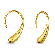 SHEGRACE 925 Sterling Silver Dangle Earrings, Teardrop, Real 18K Gold Plated, 19x4mm(JE901A)