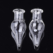 Handmade Blown Glass Globe Cover, For Bottle Pendant Making, Cone, Clear, 30~35x14mm, Half Hole: 6mm, Bottle Capacity: 2ml(0.06 fl. oz)(BLOW-T001-10)