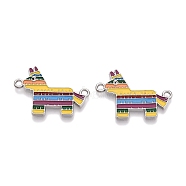 Rack Plating Alloy Enamel Colorful Mexican Donkey Connector Charms, Cinco de Mayo Pinata Links, Platinum, 18x25.5x1.5mm, Hole: 1.6mm(ENAM-N056-350P)