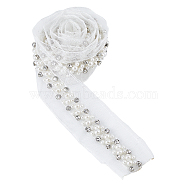 Resin with Rhinestone Gauze Ribbon, Clothes Accessories, WhiteSmoke, 1-3/4 inch(44mm)(OCOR-WH0078-140)