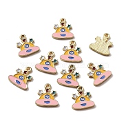 Alloy Charms, with Enamel, Light Gold, Airship, Pink, 14x13x1.5mm, Hole: 1.5mm(ENAM-CJC0011-53LG)