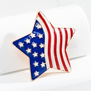 Independence Day Enamel Pins, Light Gold Alloy Brooch, Star, 45x42mm(PW-WG70212-04)