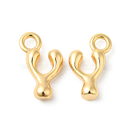 Brass Charms, Real 18K Gold Plated, Letter Y, 13x8.5x3mm, hole: 2mm(KK-P234-13G-Y)