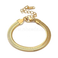 Ion Plating(IP) 304 Stainless Steel Herringbone Chain Bracelet for Men Women, Real 18K Gold Plated, Wide: 6mm, 5-7/8 inch(15cm)(BJEW-E058-01E-G)