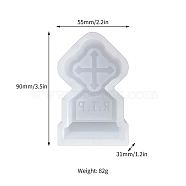 Tombstone DIY Food Grade Silicone Candle Molds, Aromatherapy Candle Moulds, Scented Candle Making Molds, White, 9x5.5cm(PW-WG50061-03)
