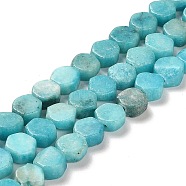 Natural Dolomite Beads Strands, Dyed, Hexagon, Deep Sky Blue, 7x6x3mm, Hole: 1.2mm, about 66pcs/strand, 16.34 inch(41.5cm)(G-F765-G08-01)