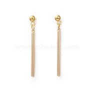 Brass Dangle Stud Earrings, with 304 Stainless Steel Findings & Cardboard Jewelry Set Boxes, Bar, Golden, 38.5mm, Pin: 0.8mm(EJEW-JE03093)