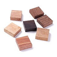 Square Wooden Pieces for Wood Jewelry Ring Making, Wood Ring Materials, with Different Natural Wooden Textures, Mixed Color, 3~3.2x3.05~3.1x1.1cm(WOOD-XCP0001-39)