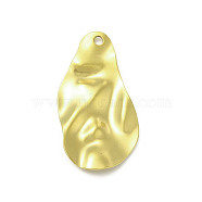 Textured 201 Stainless Steel Pendants, Golden, Others, 30x16x1.5mm, Hole: 1.6mm(STAS-A069-10G)
