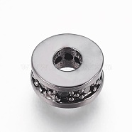 Brass Micro Pave Cubic Zirconia Beads, Flat Round, Black, Gunmetal, 7x3mm, Hole: 2.5mm(ZIRC-F088-037B)