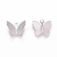 Brass Charms, Long-Lasting Plated, Butterfly, Platinum, 11x13x3.5mm, Hole: 1.6mm(KK-L198-007P)