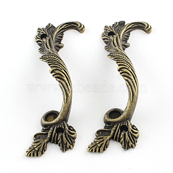Wooden Box Pull Handle, Cabinet Door Handle Furniture Pull, Antique Bronze, 85x30x17mm, Hole: 2.5mm(X-IFIN-R203-39AS)