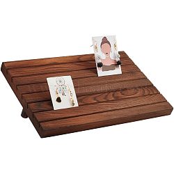 7-Slot Wooden Place Card Display Stands, for Postcards, Earring Display Cards Holder, Dyed & Heated, Rectangle, Sienna, 29x19x2cm, about 3pcs/set(ODIS-WH0029-52C)