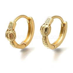 Rack Plating Brass Hoop Earrings, Long-Lasting Plated, Cadmium Free & Lead Free, Real 18K Gold Plated, Snake, 13x14.5mm(KK-S402-03D)