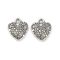 Tibetan Style Alloy Charms, Cadmium Free & Lead Free, Heart, Antique Silver, 14.5x13x2.5mm, Hole: 1.8mm, about 1111pcs/1000g(FIND-M047-40AS)