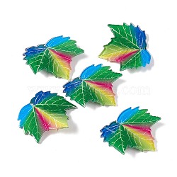 Autumn Theme Acrylic Pendants, for DIY Earring Decoration, Maple Leaf, Colorful, 34x36x2mm, Hole: 1.6mm(OACR-D007-01B)