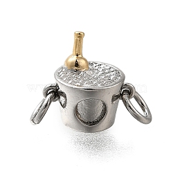 Brass Champagne Wine Bucket Charms, with Double Jump Rings, Long-Lasting Plated, Lead Free & Cadmium Free, Rack Plating, Real Gold Plated & Real Platinum Plated, 10.5x11x8.5mm, Hole: 3.5mm(KK-V002-21GP)