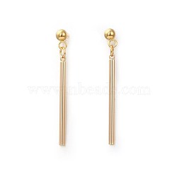 Brass Dangle Stud Earrings, with 304 Stainless Steel Findings & Cardboard Jewelry Set Boxes, Bar, Golden, 38.5mm, Pin: 0.8mm(EJEW-JE03093)