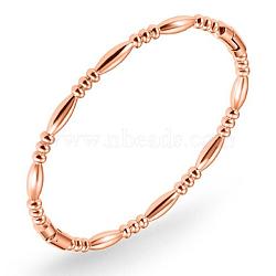 304 Stainless Steel Oval Beaded Hinged Bangle, Rose Gold, Inner Diameter: 1-7/8x2-1/4 inch(4.75x5.55cm)(JB759C)