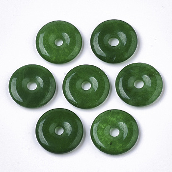 Natural Malaysia Jade Pendants, Donut/Pi Disc, Donut Width: 8mm, 20x4mm, Hole: 4mm