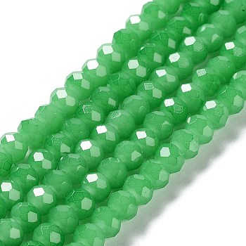 Baking Painted Imitation Jade Glass Bead Strands, Faceted Rondelle, Medium Sea Green, 8x6mm, Hole: 1mm, about 65~68pcs/strand, 15.75''(40~41cm)