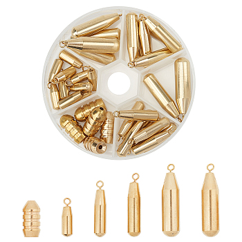 SUPERFINDINGS Brass Fishing Gear, Bullet Shot Weights, Fishing Sinkers Weights, Golden, 1x1/4 inch(25x7mm), 35pcs/box