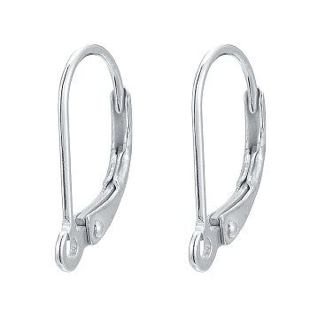 925 Sterling Silver Leverback Hoop Earrings, Silver, 16.5x10x2mm, Hole: 1mm, Pin: 0.8mm