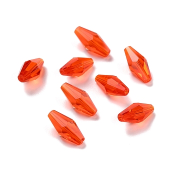Transparent Glass Beads, Faceted, Bicone, Orange Red, 12x6mm, Hole: 1mm
