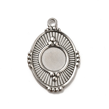 304 Stainless Steel Pendant Cabochon Settings, Oval, Stainless Steel Color, Tray: 10mm, 30x21x2mm, Hole: 2.2mm
