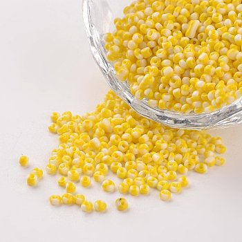 12/0 Opaque Colours Seep Glass Beads, Round Seed Beads, Gold, 1.5~2x2mm, Hole: 0.5mm, about 22500pcs/450g