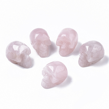 Halloween Natural Rose Quartz Beads, No Hole/Undrilled, Skull, 18~20x16.5~18x24~25mm