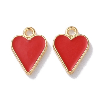 Alloy Enamel Pendants, Golden, Heart, 13.5x10x2mm, Hole: 1.5mm