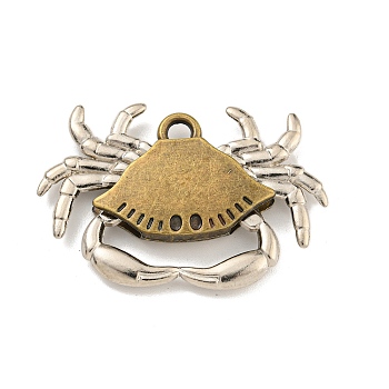 Tibetan Style Alloy Pendants, Crab
, Cadmium Free & Lead Free, Antique Bronze, 28x41.5x5.5mm, Hole: 3mm