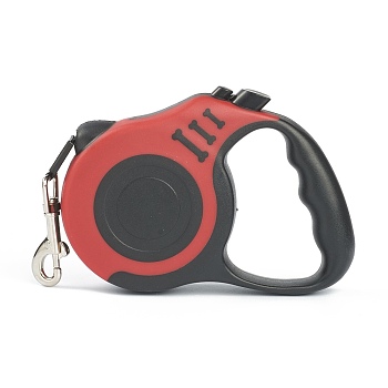 16.5FT(5M) Strong Nylon Retractable Dog Leash, with Plastic Anti-Slip Handle and Alloy Clasps, for Small Medium Dogs, FireBrick, 155x104x34mm
