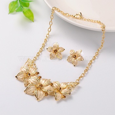 Alloy Enamel Rhinestone Flower Jewelry Sets(SJEW-JL016-01)-3