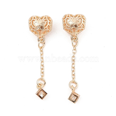 Real 14K Gold Plated Clear Heart Brass+Cubic Zirconia Pendants