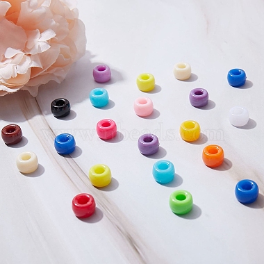 121.5g perles européennes acryliques opaques 15 couleurs(SACR-SZ0001-09)-5
