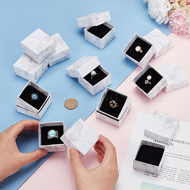 PandaHall Elite 48Pcs Square Marble Print Cardboard Paper Jewelry Gift Box(CON-PH0002-95)-3