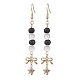 Round Natural Lava Rock & Selenite Dangle Earring(EJEW-JE05888)-1