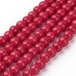 Natural Mashan Jade Round Beads Strands, Dyed, Red, 4mm, Hole: 0.8mm, about 98pcs/strand, 15.7 inch(G-D263-4mm-XS31)