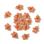 15Pcs Christmas Theme Opaque Resin Pendants, Gingerbread Man, with Platinum Tone Iron Loops, BurlyWood, 27.5x19.5x6.5mm, Hole: 2mm(RESI-YW0004-78)
