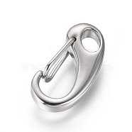 304 Stainless Steel Keychain Clasp Findings, Stainless Steel Color, 26x13x4.5mm, Hole: 6x4mm(X-STAS-Q130)