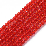 Glass Beads Strands, Faceted, Rondelle, Red, 2mm, Hole: 0.5mm, about 192~194pcs/strand, 12.99~13.39 inches(33~34cm)(EGLA-S174-23A-02)
