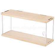 Transparent Acrylic Minifigures Display Case, for Models, Building Blocks, Doll Display Holder Risers, with Wood Base and Top, Clear, BurlyWood, Finished Product: 31x10x14cm(ODIS-WH0329-24A)