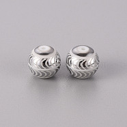 Electroplate Glass Beads, Round with Wave Pattern, Platinum Plated, 10mm, Hole: 1.2mm(EGLA-Q123-008C)