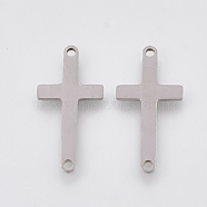 201 Stainless Steel Links connectors, Laser Cut Links, Sideways Cross, Stainless Steel Color, 22x11x1mm, Hole: 1mm(STAS-S106-11P)