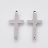 Tarnish Resistant 201 Stainless Steel Links connectors, Laser Cut Links, Sideways Cross, Stainless Steel Color, 22x11x1mm, Hole: 1mm(STAS-S106-11P)